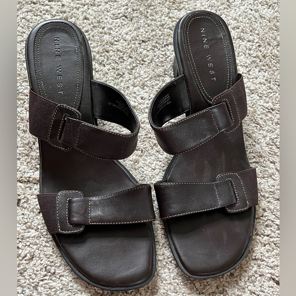 Women’s Nine West sandals.  Brown.  Size 10M